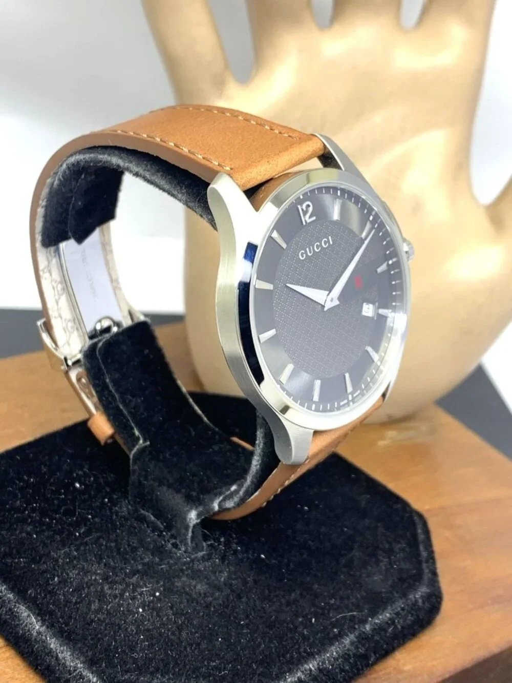 Gucci Men's Watch YA126302 G-Timeless Swiss Quartz Gray Dial Brown Leather 40mm